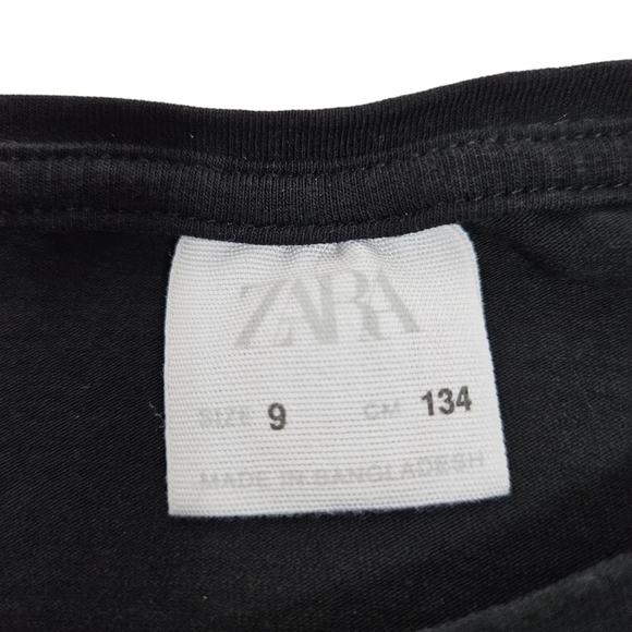 Zara Black Eyelet Ruffle Sleeve Poplin Top Tee-Shirt Size 9 Girl's i82 - Picture 6 of 7